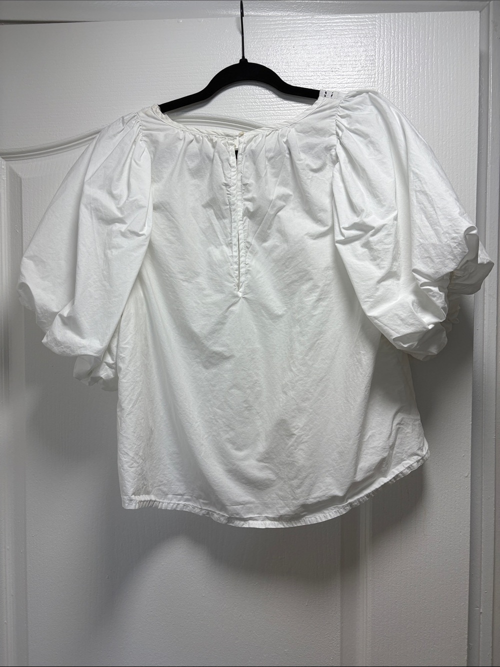 Free People M White Crochet Lace Yoke Puff Sleeve Blouse floaty boho - Picture 3 of 4